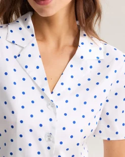 Blue Polka Dot Button Blouse