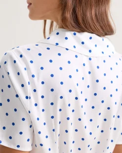 Blue Polka Dot Button Blouse