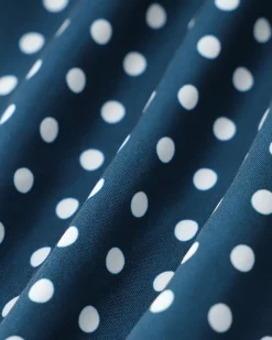 Blue Polka Dot Lace Trim Blouse