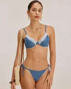 Blue Polka Dot Underwire Bikini Set