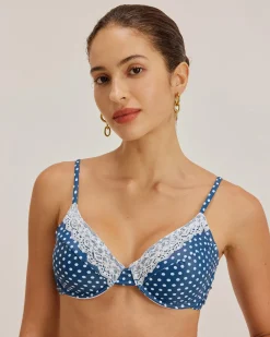 Blue Polka Dot Underwire Bikini Set