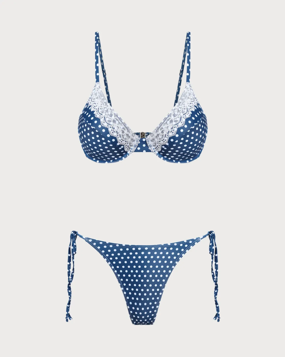 Blue Polka Dot Underwire Bikini Set