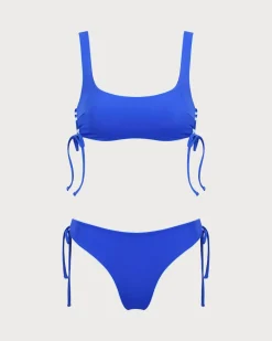 Blue Reversible Tie Bikini Set