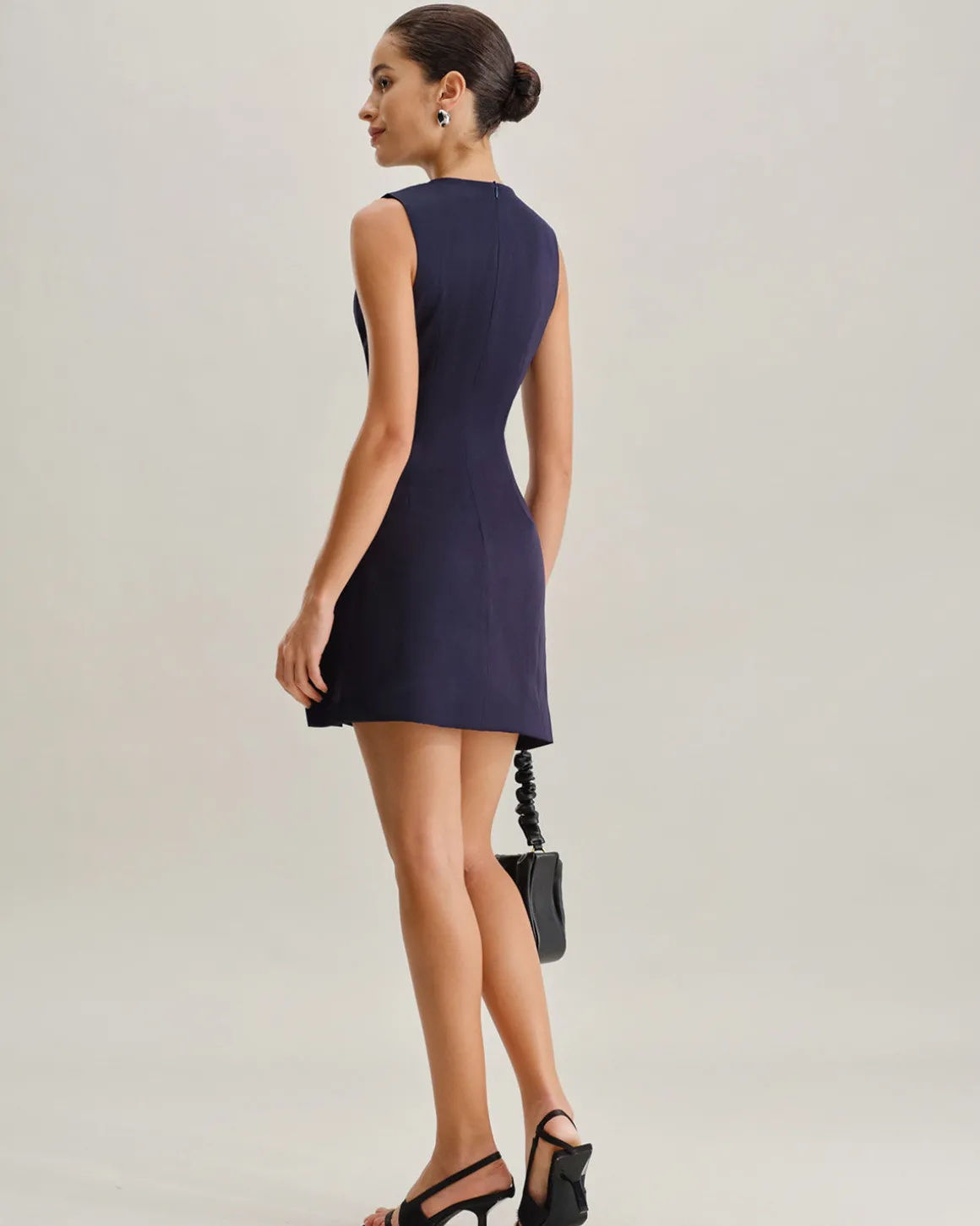 Blue Round Neck Sleeveless A-Line Mini Dress