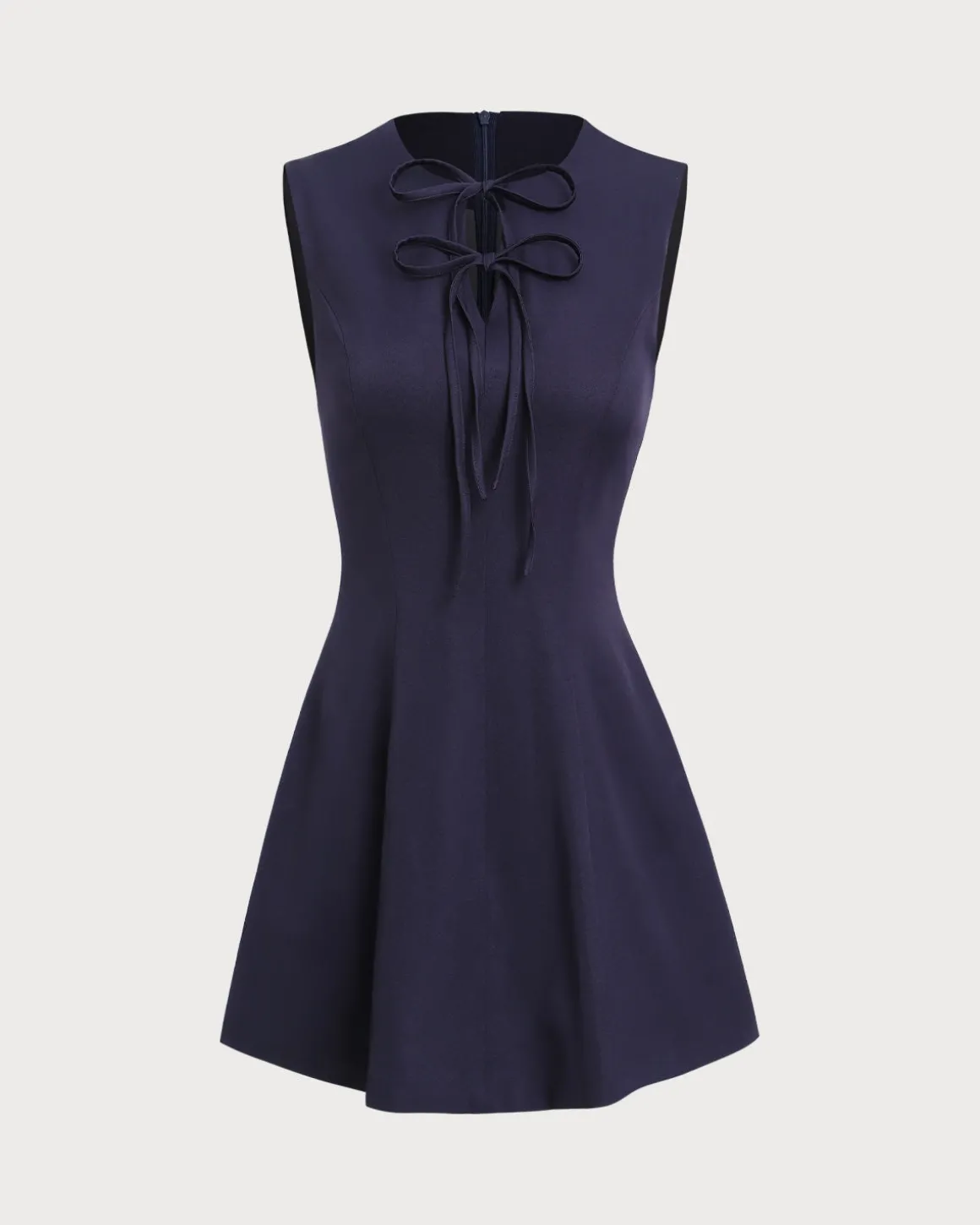 Blue Round Neck Sleeveless A-Line Mini Dress