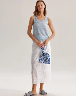 Blue Scoop Neck Crochet Tank Top