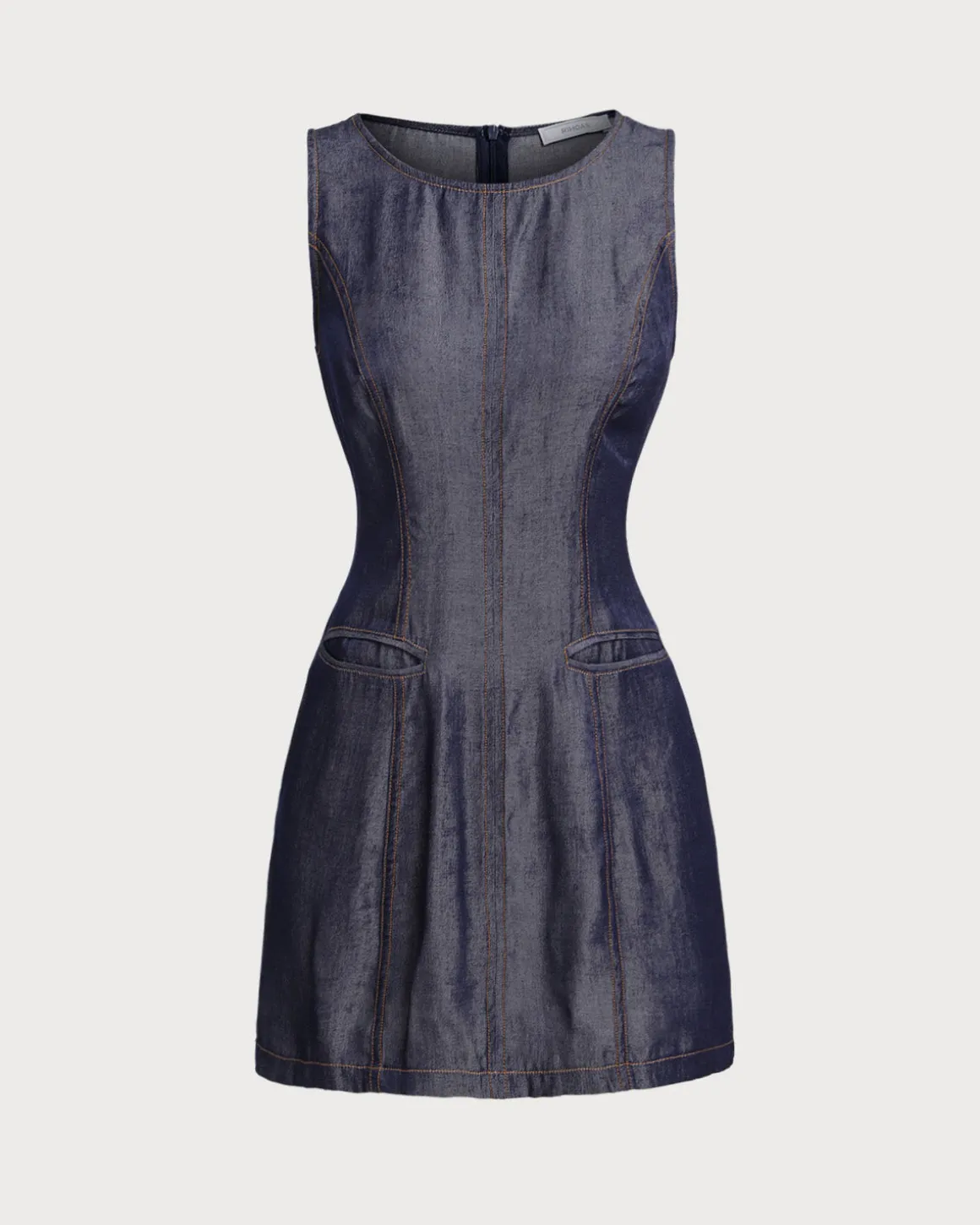 Blue Sleeveless Pocket Mini Dress