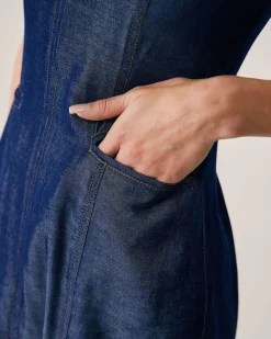 Blue Sleeveless Pocket Mini Dress