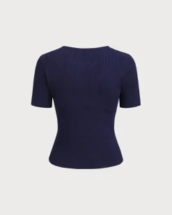 Blue Slim Knit Tee