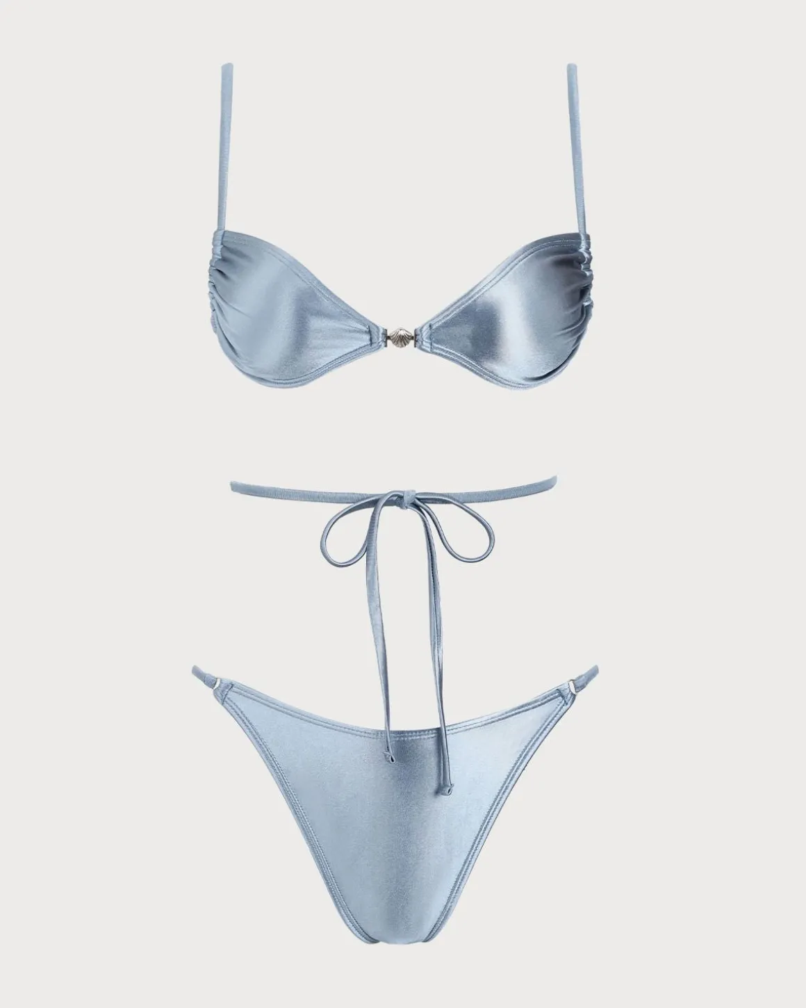 Blue Sparkly Knotted Bikini Set