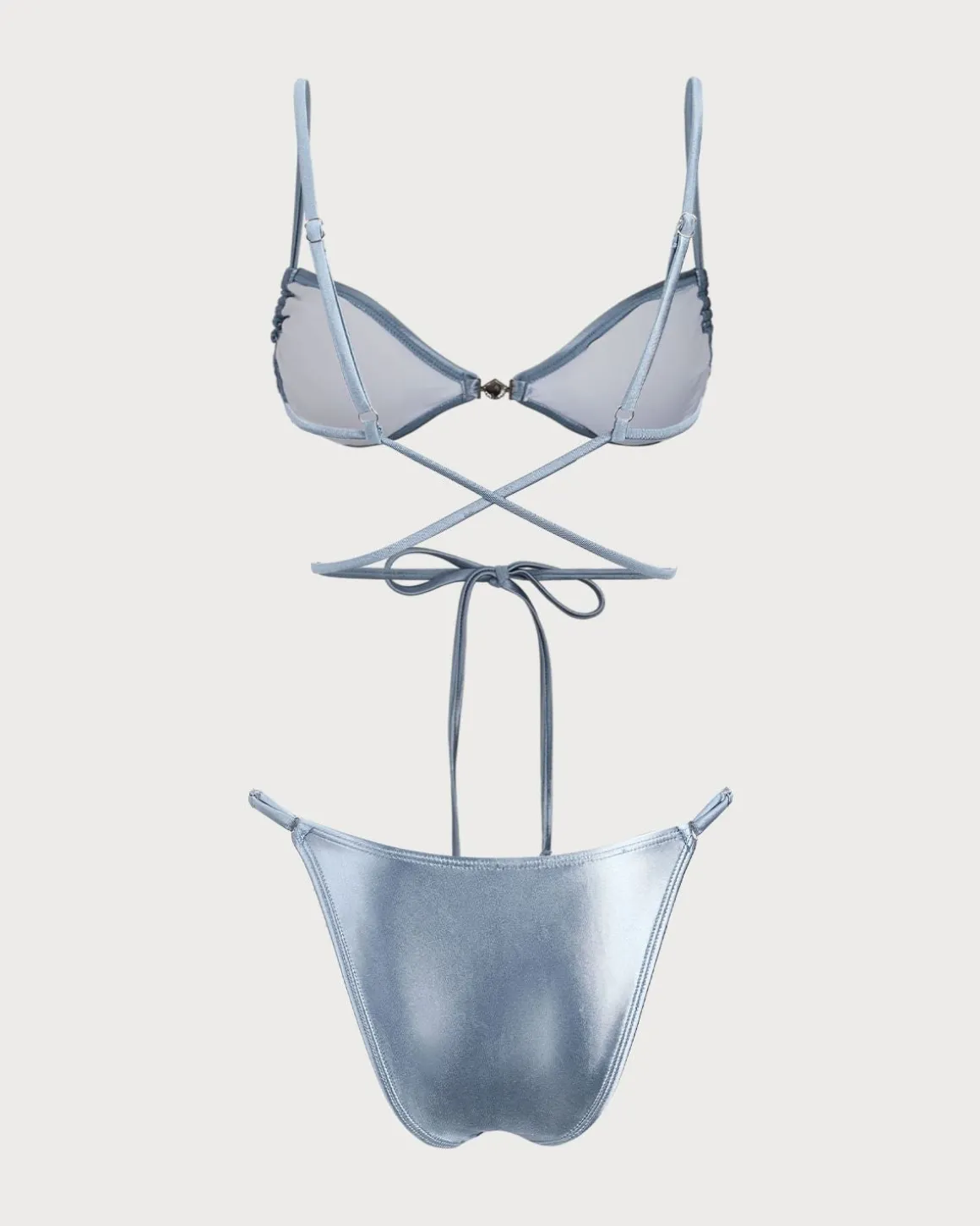 Blue Sparkly Knotted Bikini Set