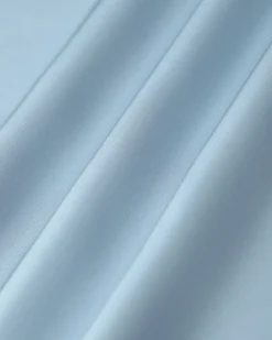 Blue Square Neck Ruffle Satin Midi Dress