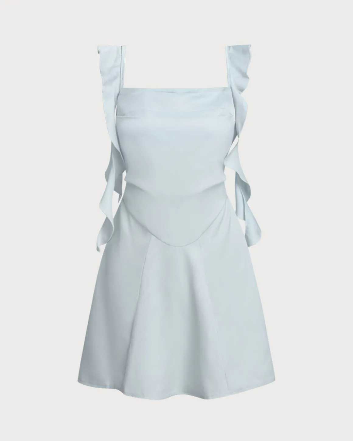 Blue Square Neck Slip Mini Dress