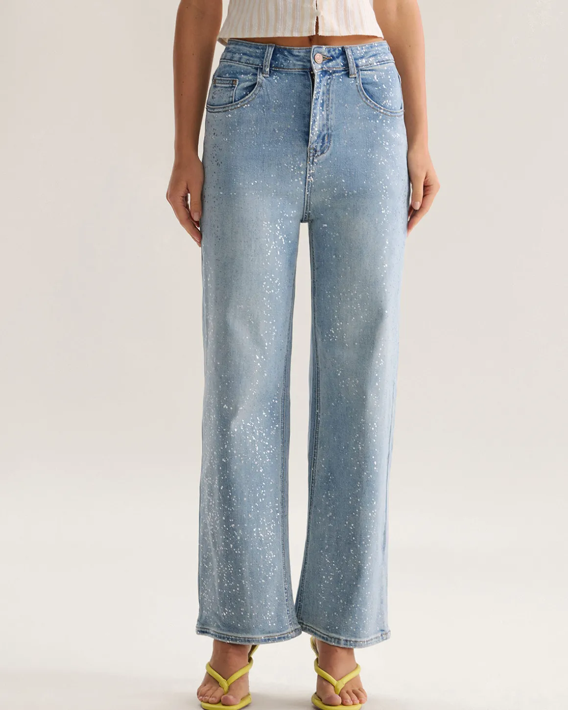 Blue Straight Sparkly Jeans