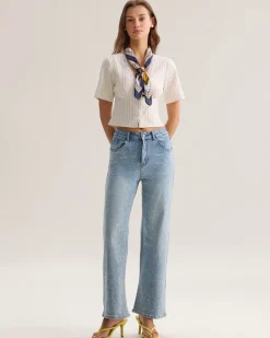 Blue Straight Sparkly Jeans