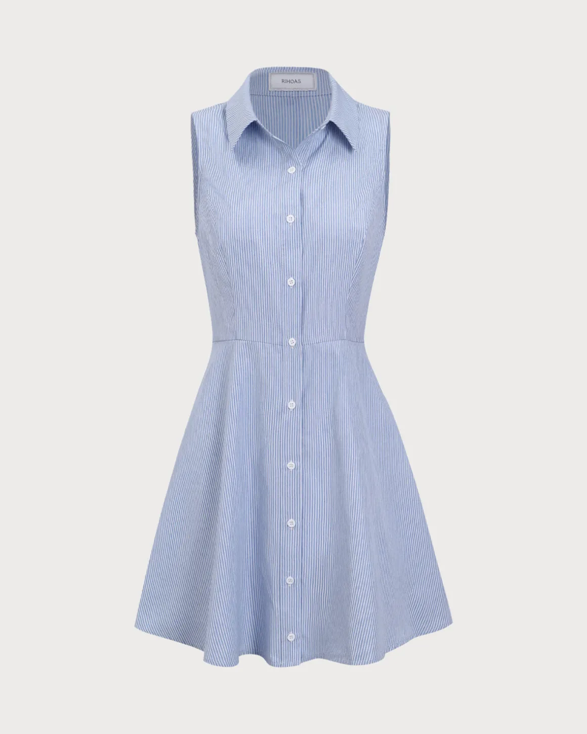 Blue Striped Button Mini Dress
