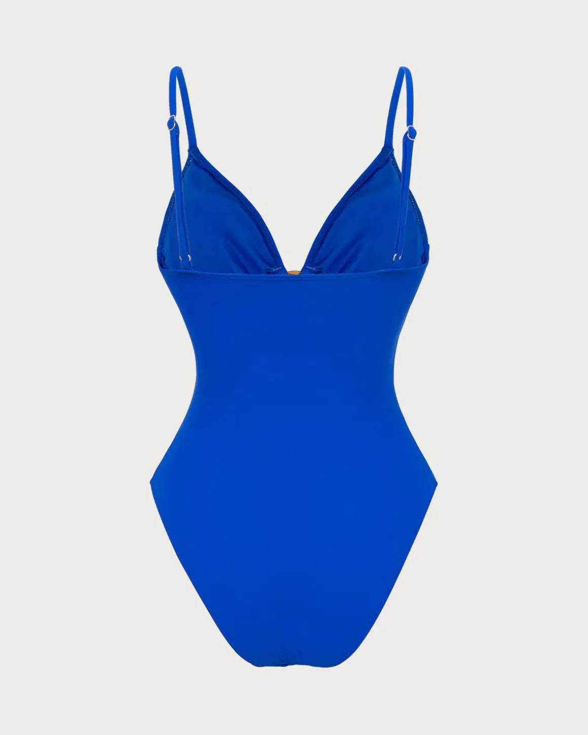 Blue V Neck O-Ring One-Piece Swimsuit