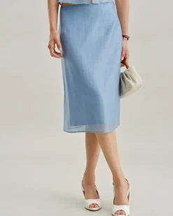 Blue Zipper A-Line Skirt