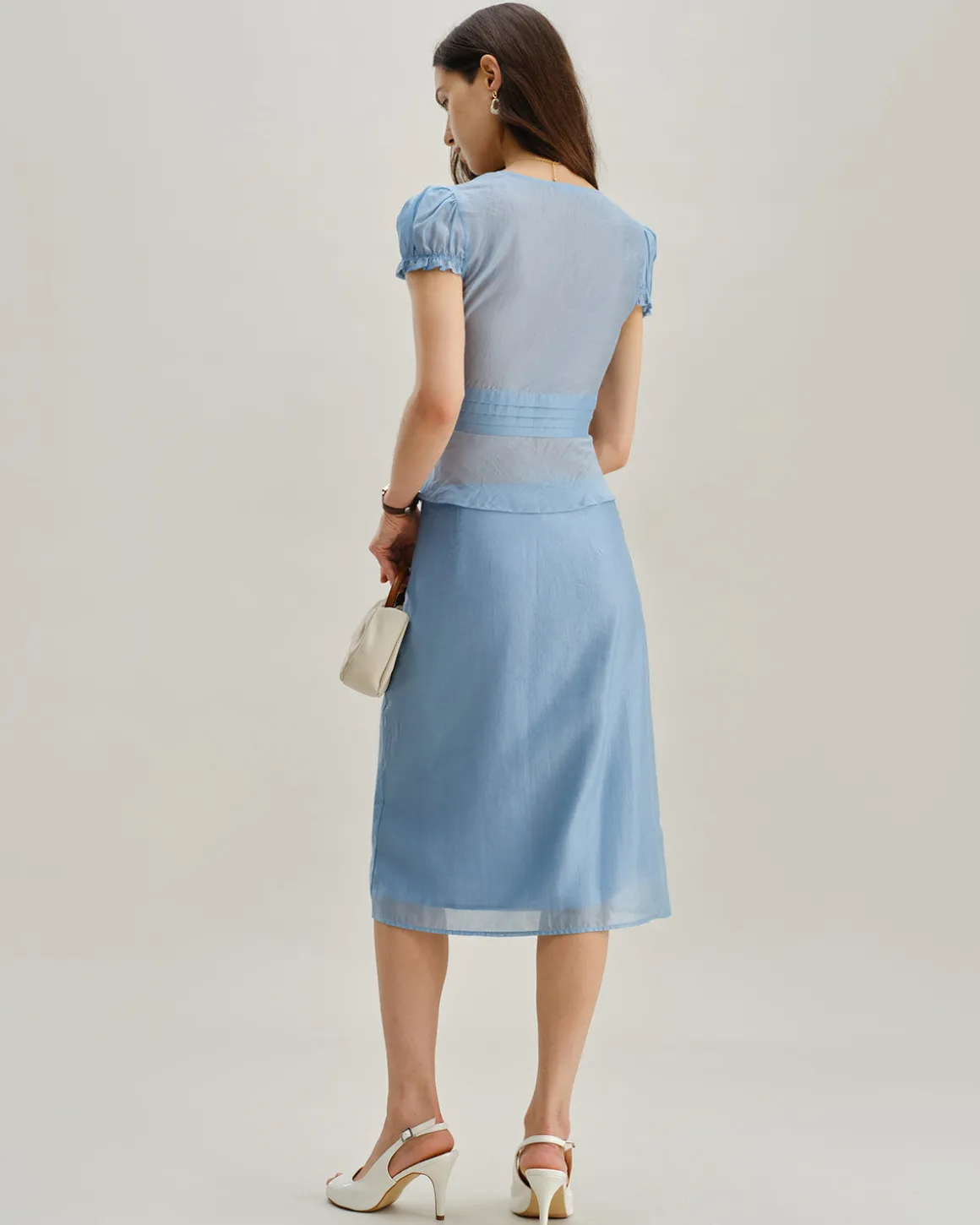 Blue Zipper A-Line Skirt