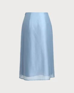 Blue Zipper A-Line Skirt