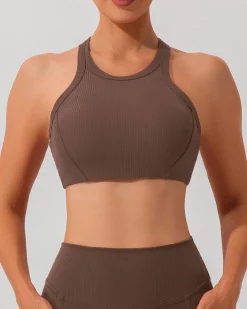 Brown I-back Yoga Tank Top