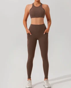 Brown I-back Yoga Tank Top