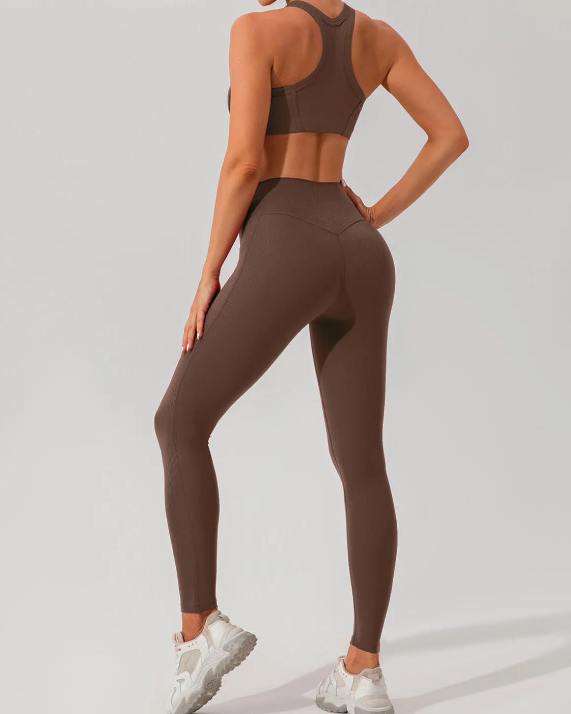 Brown I-back Yoga Tank Top