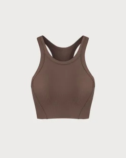 Brown I-back Yoga Tank Top