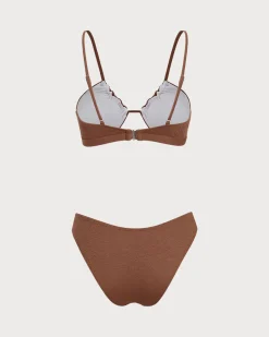 Brown Leopard Print Ruched Bikini Set