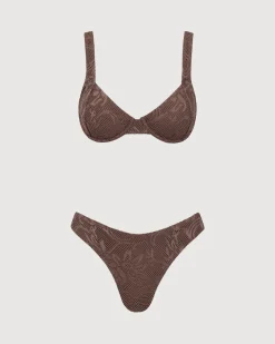 Brown Mesh Underwire Bikini Set