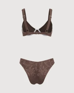 Brown Mesh Underwire Bikini Set