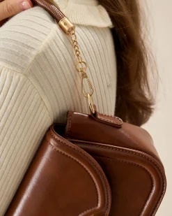 Brown Metal Buckle Flap Bag