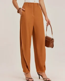 Brown Pegged Straight Pants