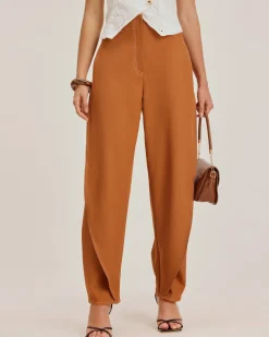 Brown Pegged Straight Pants