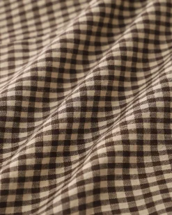 Brown Plaid Button Sleeveless Mini Dress
