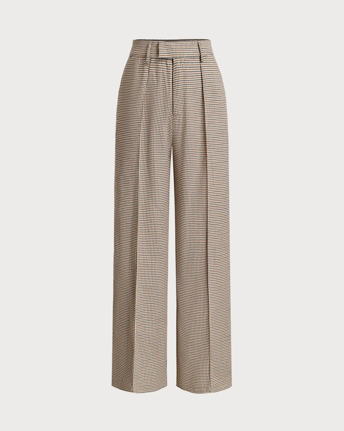 Brown Plaid Straigh Pants