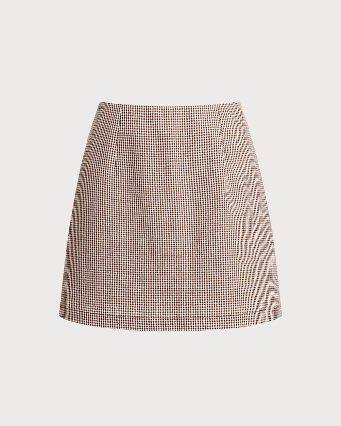 Brown Plaid Straight Mini Skirt