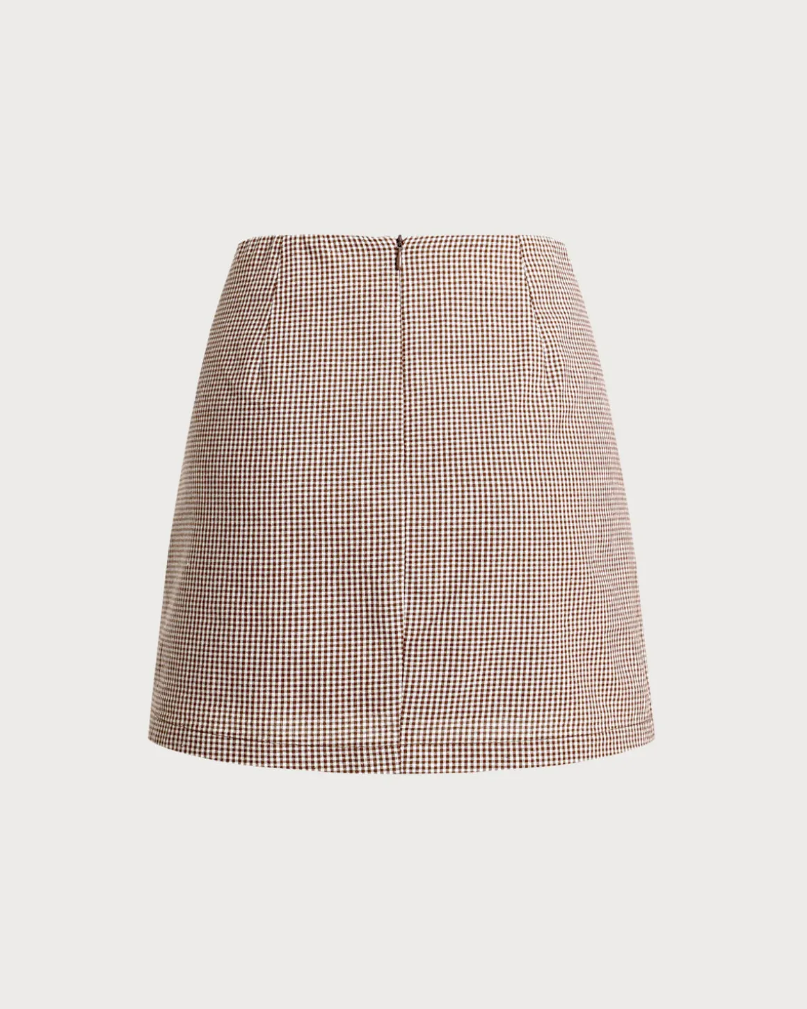 Brown Plaid Straight Mini Skirt