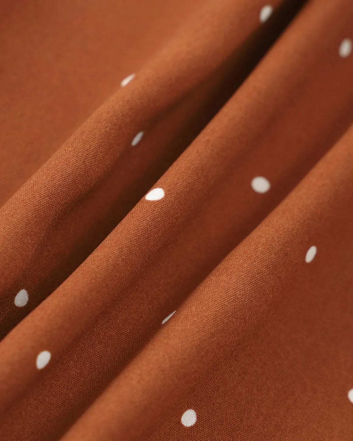 Brown Polka Dot Pleated Midi Dress