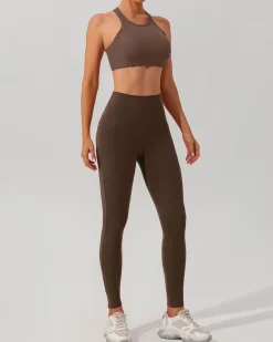 Brown Quick-drying High Waisted Yoga Leggings