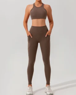 Brown Quick-drying High Waisted Yoga Leggings
