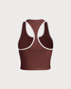 Brown Scoop Neck Yoga Tank Top - Light Support