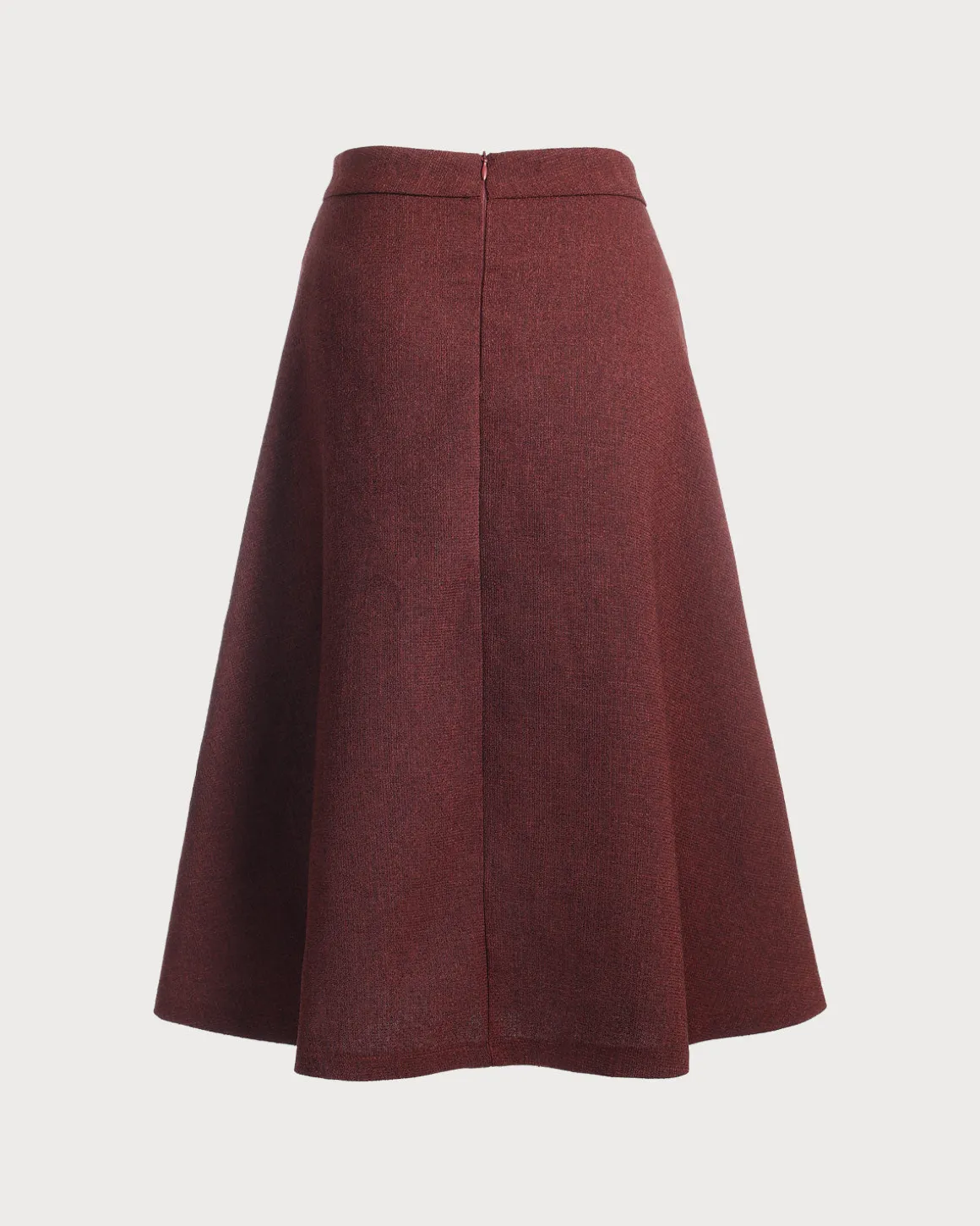 Burgundy High Waisted Tweed Skirt