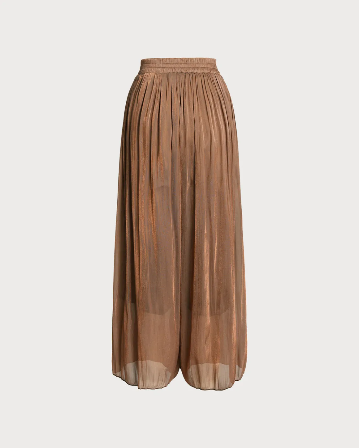 Caramel Elastic Waist Ruched A-Line Skorts