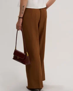 Caramel Elastic Waist Straight Pants