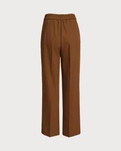 Caramel Elastic Waist Straight Pants