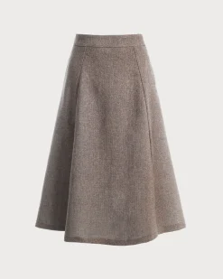 Coffee High Waisted Tweed Skirt