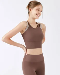 Coffee X-Cross Yoga Camis - Light Support