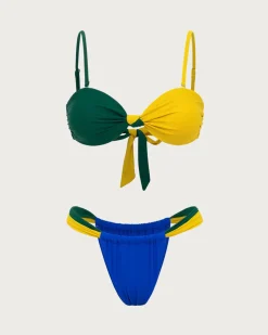 Contrast Twist Bikini Set