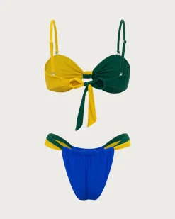 Contrast Twist Bikini Set